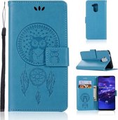 Windgong Uil Embossing Patroon Horizontale Flip Leren Case met Houder & Kaartsleuven & Portemonnee Voor Huawei Mate 20 Lite (Blauw)