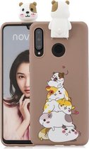 Voor Huawei P30 Lite Cartoon schokbestendige TPU beschermhoes met houder (hamsters)