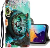 Voor Galaxy A50 3D Gekleurde Tekening Horizontale Flip PU Leren Case met Houder & Kaartsleuven & Portemonnee (Groene Ogen)