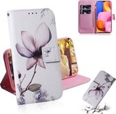 Voor Galaxy A20S Gekleurde tekening patroon Horizontale Flip PU lederen tas met houder & kaartsleuven & portemonnee (Magnolia)