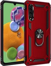 Voor Galaxy A90 5G Armor schokbestendig TPU + pc beschermhoes met 360 graden rotatiehouder (rood)