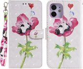 Voor iPhone 12 mini 3D Schilderen Patroon Gekleurde Tekening Horizontale Flip PU Lederen Case met Houder & Kaartsleuven & Portemonnee (Bloem Panda)