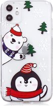 Voor iPhone 11 Pro Christmas Pattern TPU beschermhoes (Penguin Bear)