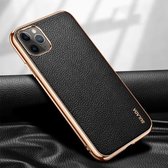 Voor iPhone 11 Pro SULADA Litchi Texture Leather Electroplated Shckproof beschermhoes (zwart)