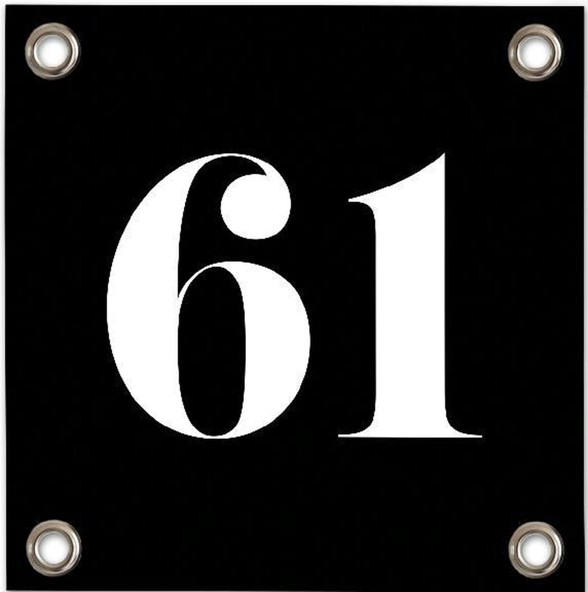 Huisnummer 61 zwart - Huisnummers - PVC- Vinyl- Zeildoek - 30x30cm