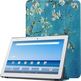 Voor Sharp Dtab D-41A Custer Geschilderd patroon Horizontaal Flip Smart Flat PU lederen tas met slaap- / wekfunctie en 3-voudige houder (abrikozenbloesem)