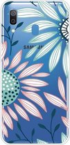 Voor Samsung Galaxy A30 gekleurd tekeningpatroon zeer transparant TPU beschermhoes (bloem)