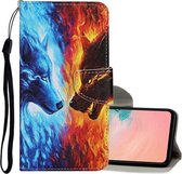 Voor Samsung Galaxy S20 Ultra Gekleurde Tekening Patroon Horizontale Flip Leren Case met Houder & Kaartsleuven & Portemonnee & Lanyard (Vlam Wolf)