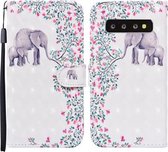 Voor Samsung Galaxy S10 Gekleurde Tekening Patroon Horizontale Flip Leren Case met Houder & Kaartsleuven & Portemonnee (Bloem Olifant)