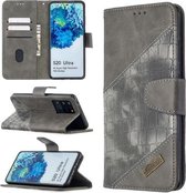 Voor Samsung Galaxy S20 Ultra Bijpassende kleur Krokodiltextuur Horizontale flip PU lederen tas met portemonnee & houder & kaartsleuven (grijs)