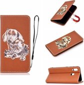 Voor Galaxy A40 3D Schilderen Horizontale Flip Leren Case met Houder & Kaartsleuf & Portemonnee & Lanyard (Hond)