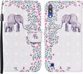 Voor Samsung Galaxy A10 / M10 Gekleurde Tekening Patroon Horizontale Flip Leren Case met Houder & Kaartsleuven & Portemonnee (Bloem Olifant)