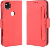 Voor Google Pixel 4a 4G Wallet Style Skin Feel Kalfspatroon lederen tas met aparte kaartsleuf (rood)