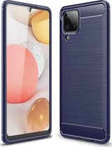 Samsung Galaxy A12 Hoesje - Mobigear - Brushed Slim Serie - TPU Backcover - Blauw - Hoesje Geschikt Voor Samsung Galaxy A12