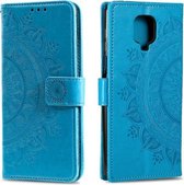Voor Motorola Moto G9 Spelen Totem Bloem Reliëf Horizontale Flip TPU + PU lederen tas met houder & kaartsleuven & portemonnee (blauw)