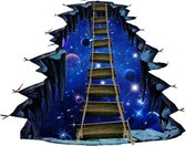 2 STUKS 3D Muurstickers Universe Planeet Enkele plank Brug Vloerstickers (FX82003)