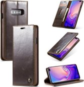 CaseMe-003 PU + PC Business Style Crazy Horse Texture Horizontale Flip Leather Case voor Galaxy S10, met houder & kaartsleuven & portemonnee (bruin)