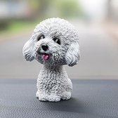 Hoogwaardige Schudden Hond Auto Ornamenten Harsen Mooie Witte Teddy Cartoon Hond Nieuwjaarsgeschenken met dubbelzijdig plakband