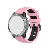 Voor Garmin Fenix 6 siliconen tweekleurige riem (roze zwart)