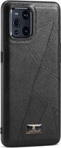 Voor OPPO Find X3 Fierre Shann Leather Texture Phone Cover Case (Ox Tendon Black)