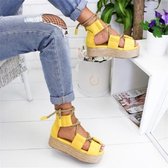 Dames platform sandalen strandschoenen, maat: 43 (geel)