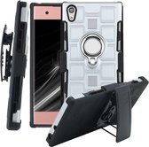 Voor Sony Xperia XA1 3 in 1 Cube PC + TPU beschermhoes met 360 graden draaien zilveren ringhouder (zilver)