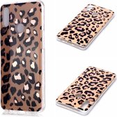 Voor Galaxy A10s Plating Marble Pattern Soft TPU beschermhoes (Leopard)