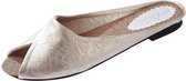 Open teen pantoffels platte comfortabele sandalen, schoenmaat: 37 (beige)