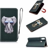 Voor Galaxy A10S 3D Schilderen Horizontale Flip Leren Case met Houder & Kaartsleuf & Portemonnee & Lanyard (Olifant)