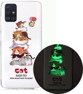 Voor Samsung Galaxy A71 Lichtgevende TPU zachte beschermhoes (katten)