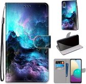Voor Samsung Galaxy A02 / M02 Gekleurde Tekening Cross Textuur Horizontale Flip PU Lederen Case met Houder & Kaartsleuven & Portemonnee & Lanyard (Kleurrijke Wolken)