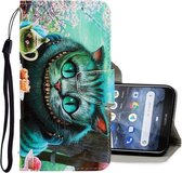 Voor Nokia 3.2 3D Gekleurde Tekening Horizontale Flip PU Lederen Case met Houder & Kaartsleuven & Portemonnee (Groene Ogen)