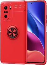 Voor Xiaomi Redmi K40 metalen ringhouder 360 graden roterende TPU-hoes (rood + rood)
