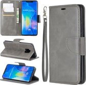 Retro lamsvacht textuur pure kleur horizontale flip pu lederen case voor Huawei Mate 20 Pro, met houder & kaartsleuven & portemonnee & lanyard (grijs)