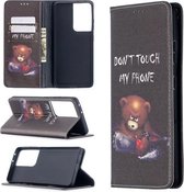 Voor Samsung Galaxy S20 Ultra Gekleurde Tekening Patroon Onzichtbare Magnetische Horizontale Flip PU Lederen Case met Houder & Kaartsleuven & Portemonnee (Beer)