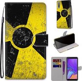 Voor Samsung Galaxy A7 2018 Gekleurde tekening Cross Texture Horizontale Flip PU lederen hoes met houder & kaartsleuven & portemonnee & lanyard (gele en zwarte borden)