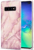 Voor Samsung Galaxy S10 + TPU Gilt Marble Pattern beschermhoes (roze)