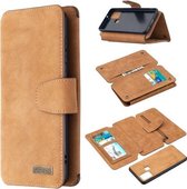 Voor Samsung Galaxy A21s Afneembare Frosted Magnetische Horizontale Flip Leren Case met Kaartsleuven & Houder & Rits Portemonnee & Fotolijst (Bruin)