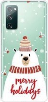 Voor Samsung Galaxy S20 FE Christmas Series Clear TPU beschermhoes (sjaal White Bear)