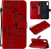 Voor Xiaomi Redmi 9A 3D-vlinders reliëfpatroon horizontale flip lederen tas met houder & kaartsleuf & portemonnee (rood)