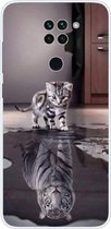 Voor Xiaomi Redmi 10X gekleurd tekeningpatroon zeer transparant TPU beschermhoes (kat tijger)