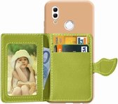 Leaf Buckle Litchi Texture kaarthouder PU + TPU Case voor Huawei Honor 10 Lite / P Smart 2019, met kaartsleuf & houder & portemonnee & fotolijst (groen)