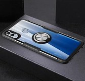 Krasbestendige TPU + acryl ringbeugel beschermhoes voor Huawei Honor 10 Lite (zilver + zwart)