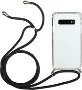 Voor Samsung Galaxy S10 5G Four-Corner Anti-Fall transparante TPU beschermhoes met lanyard (zwart)