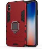 PC + TPU schokbestendige beschermhoes met magnetische ringhouder voor iPhone XS Max (rood)