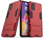 Voor Samsung Galaxy M31s PC + TPU schokbestendige beschermhoes met onzichtbare houder (rood)