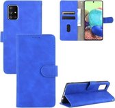 Voor Samsung Galaxy A71 Effen Kleur Huid Voel Magnetische Gesp Horizontale Flip Kalf Textuur PU Lederen Case met Houder & Kaartsleuven & Portemonnee (Blauw)