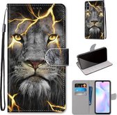 Voor Geschikt voor Xiaomi Redmi 9A Gekleurde Tekening Cross Textuur Horizontale Flip PU Lederen Case met Houder & Kaartsleuven & Portemonnee & Lanyard (Fission Lion)