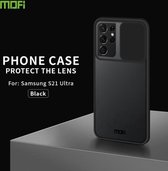 Voor Samsung Galaxy S21 Ultra 5G MOFI Xing Dun-serie Doorschijnend Frosted PC + TPU Privacy Antireflectie Schokbestendig All-inclusive beschermhoes (zwart)