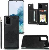 Voor Samsung Galaxy S20 Mandala reliëf PU + TPU hoesje met houder & kaartsleuven & fotolijst & riem (zwart)